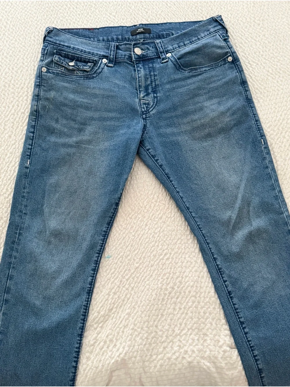 True Religion Blue Back-Pocket Flap Jeans